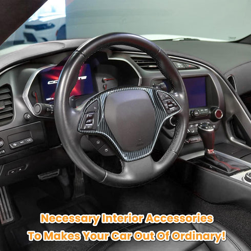 Carbon Fiber Look Steering Wheel Cover Molding Cover Trim For Chevrolet Corvette C7 Z06 Z51 ZR1 Stingray Grand Sport 2014 2015 2016 2017 2018 2019...