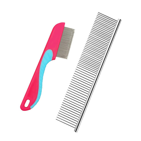 Dog comb,Cat comb,Pet combs,Metal Dog Comb,Pets Steel Comb,Cat Grooming Comb,Dog Grooming Comb (Silver+Pink)...
