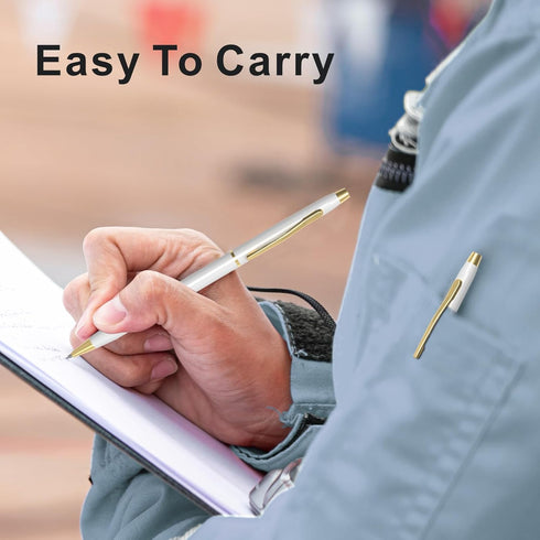 Cambond Ballpoint Pens White Pens - Black Ink Bulk Pens 1.0 mm Medium Point Retractable Metal Pen Comfortable Writing for Men Women Police Uniform...