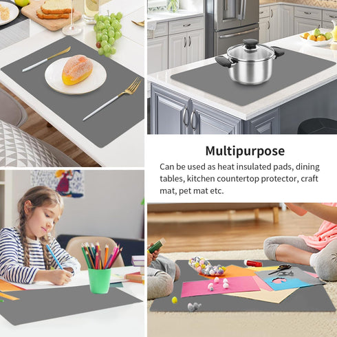 Extra Large Silicone Table Mat, Genuine Food-Grade Silicone Mat for Crafts Kids Dinner Placemat Desk Countertop Waterproof Protector Heat Insulati...