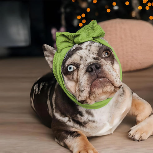 KUDES 2 Pack Pet Cute Bow Headbands Stretchy Bow Headgear Polyester Bow Headdress Handmade Head Cover for Dog Cat Puppy Bathroom Hair Accessories ...