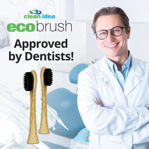 Electric Toothbrush Replacement Heads 4pk – Charcoal Infused Bamboo - Sustainable BPA Free Electric Toothbrush Heads...