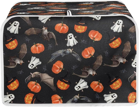 Bat 2 Slice Toaster Covers, Pumpkin Ghost Anti-Sputtering Bread Toaster Cover Toaster Dust Cover, Small Washable Kitchen Appliance Protector, Keep...