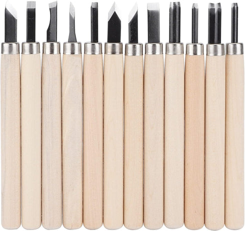 12Pcs Wood Carvin Tool Set, Rubber Stamp Carvin Knife, Steel Sculpture Knife for Soft Materials Wood Soap Clay...