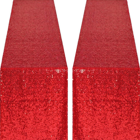 yuboo Red Sequin Table Runners,Glitter Table Runner 2 Pack 12''x108'' for Mother's Day/4th of July/Girls' Birthday Party/Wedding/Bridal Baby Showe...