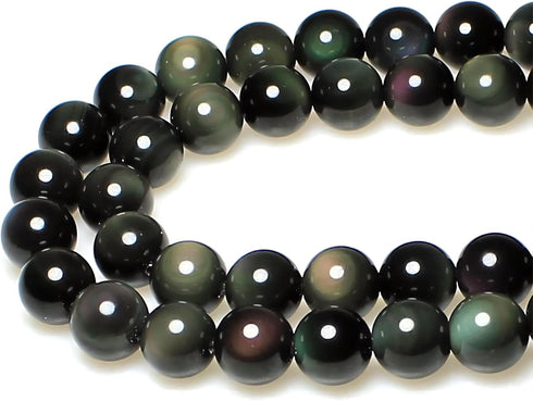 Rare Collection Natural Stone Beads Rainbow Obsidian Round Loose Beads for Jewelry Making DIY Bracelet Necklace (4mm)...