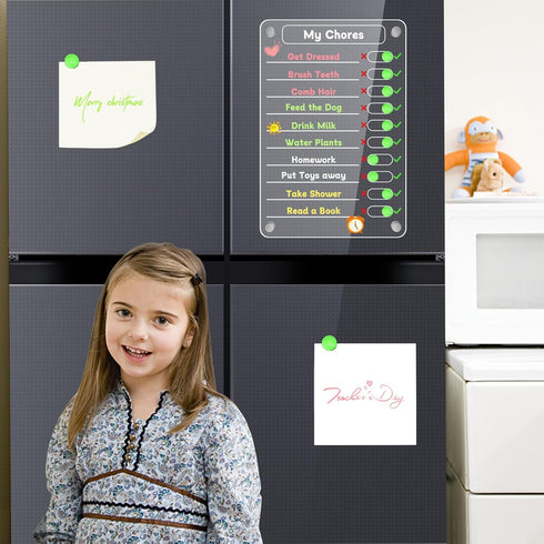 Acrylic Magnetic Erasable Chore Chart for Fridge for Kids Adults, 8"X12" Clear Magnetic Calendar Dry Erase Board to Do List for Refrigerator, Full...