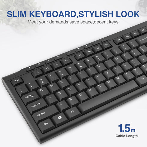 Rii RK907 Ultra-Slim Compact USB Wired Keyboard for Mac and PC,Windows 10/8 / 7 / Vista/XP (Black) (1PCS)...