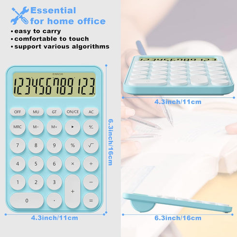 Cute Calculators Desktop Size 6.3 * 4.3in/16 * 11cm, DECKLIT Battery 12 Digit Desk Calculator Extra Large LCD Display, Great Desktop Calculator Bi...