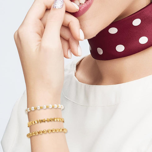 Whaline 1500Pcs Gold Spacer Beads Kit 10 Styles Bracelets Making Beads Assorted Gold White Black Spacer Beads Star Flat Beads Alphabet Letter Bead...