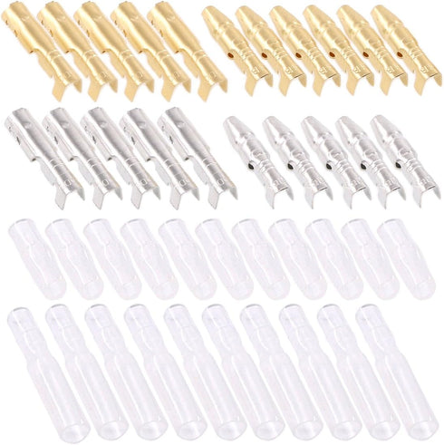 Glarks 240Pcs 3.9mm Brass Male and Female Bullet Terminals Wire Connector Block with Insulating Sleeves for Car Truck Motorcycle Bike...