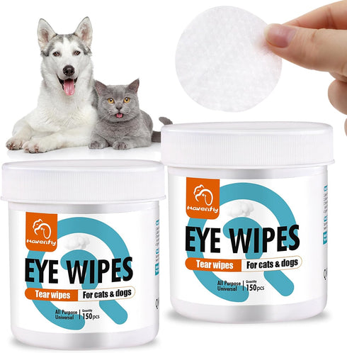 Pet Wipes for Cats & Dogs, Grooming Wipes for Eyes, Paws, Ears, Nose, Unscented Soft Pet Tear Stain Remover Wipes 300 Pads...