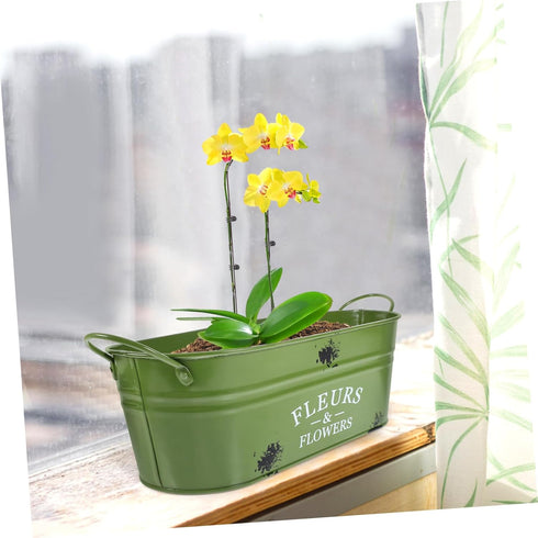 Vintage Flowerpot Plant Container Bucket Metal Pail Flower Pot Raised Garden Boxes Farmhouse Plant Buckets Garden Planter Container Metal Flower B...