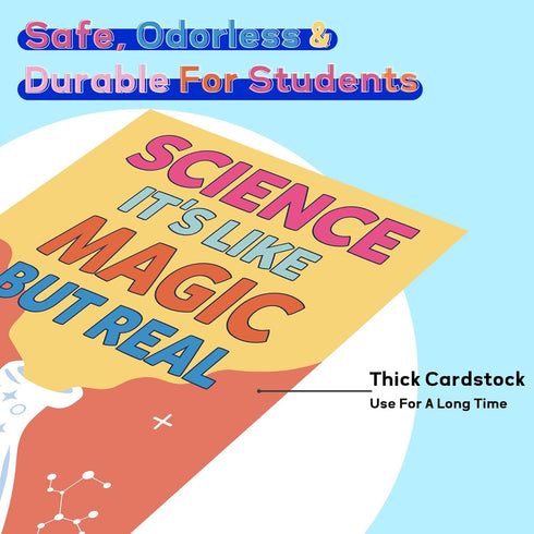 CNhoqc 12pcs Large Science Posters for School Classroom, 13.9 x 10.9 Inch Educational Science Laboratory Wall Art Poster Science Is The Future Pos...
