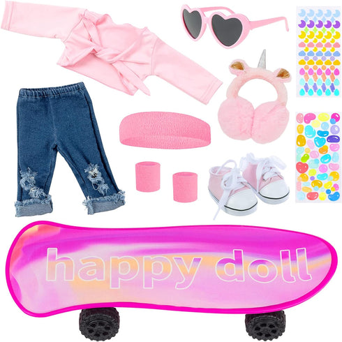 ZITA ELEMENT 18 Inch Girl Doll Scooter Skateboard Clothes and Accessories - 18 Inch Doll Clothes Set Sport Shoes Scooter and Other Outdoor Sport S...