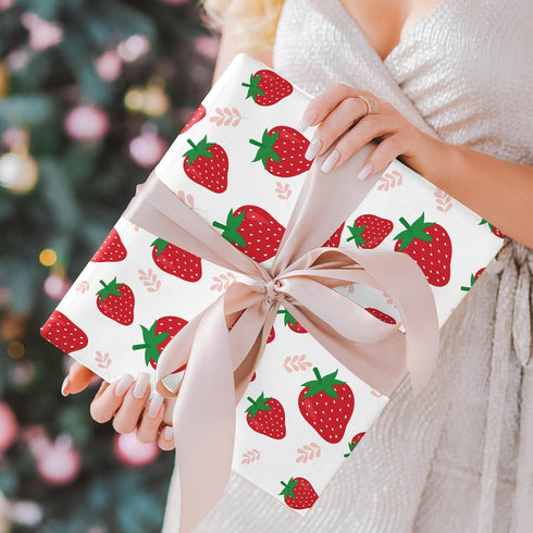 JarThenaAMCS 12 Sheet Fruit Wrapping Paper Strawberry Lemon Pineapple Gift Wrap Paper Bulk Summer Decorative Art Paper Folded Flat for Birthday Ba...