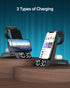 Wireless Charging Station - 4 in 1 Wireless Charger with Alarm Clock, Charging Stand Dock for iPhone 15/14/13/12/11/Pro/Max/XR/XS/X/Samsung Phone,...