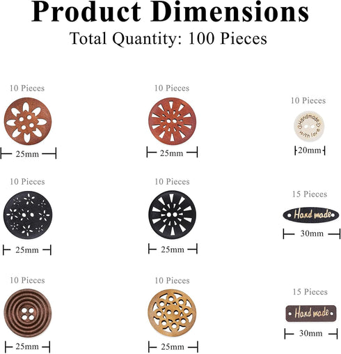 Mandala Crafts Large Wooden Buttons for Crafts – Carved Wood Buttons – Assorted Craft Buttons for Sweaters Decorative Buttons Sewing...