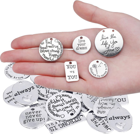 259 Pieces Inspirational Motivational Keychains Charms Bulk Keychains Inspirational Words Charms with Open Jump Rings Key Rings for Various DIY Ne...