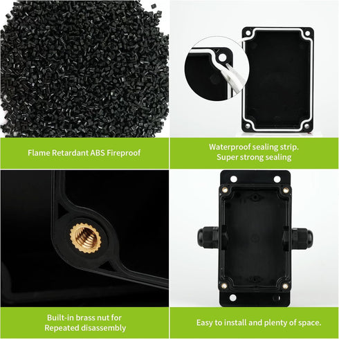 Electrical Housing Box,Waterproof IP68 1 in/1out Electrical Junction Box, with 15A 600V Barrier Terminal Cable Connector Black (3.93 * 2.68 * 1.97...
