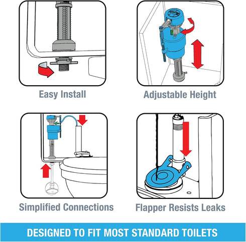 Danco HFX320 HydroFix Toilet Repair Kit for 3-inch Flush Valve Toilets, Fix Running, Noisy, and Leaky Toilets...