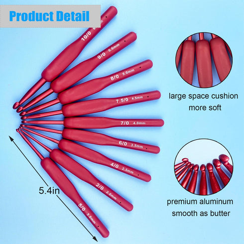 Ergonomic Crochet Hooks Set,Silicone Crochet Hook Knititng Needles for Arthritic Hands Premium Soft Grip Crochet Handles for Crocheting Yarn Craft...