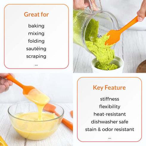 Chef Series 3 Piece Silicone Spatula Set - 600°F Heat Resistant Non Stick Rubber Kitchen Scraper Spatulas for Cooking, Baking, and Mixing – BPA Fr...