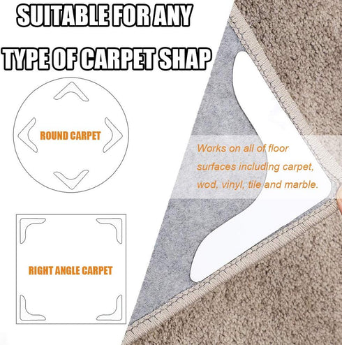 Rug Grippers with Super Stickiness- Anti Curling Carpet Tape Non-Slip Area Keeps Your Rug in Place and Makes Corners Flat for Corners and Edges Re...
