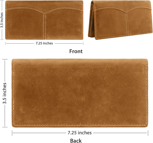 Itslife Men's RFID Vintage Look Genuine Leather Long Bifold Wallet Checkbook Wallets for Men...
