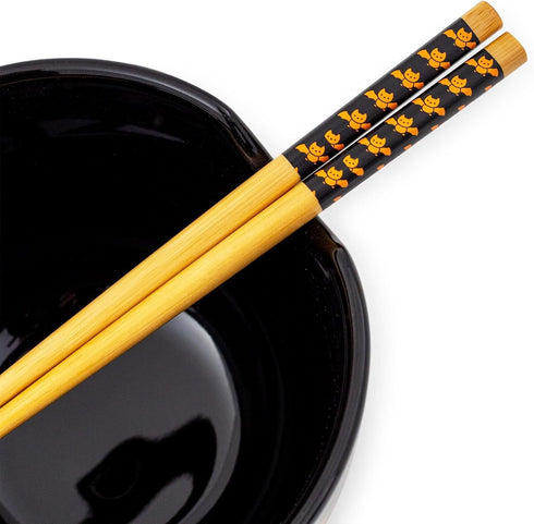 Hello Kitty Sanrio Pumpkins Ceramic Ramen Dinnerware Set | Includes 20-Ounce Noodle Bowl and Wooden Chopsticks...