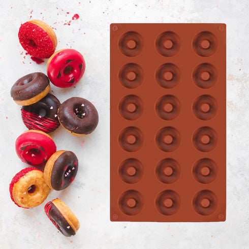 2pcs Silicone Mold for Mini Donut, 18 Cavities Donut Molds Home Reusable Donut Baking Pan Tray...
