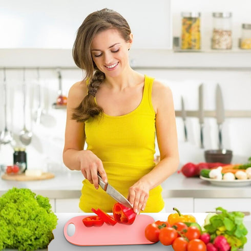 Cutting Coards for Kitchen,3 Piece Plastic Cutting Board Set, Chopping Board with Juice Grooves Carrying Handle...