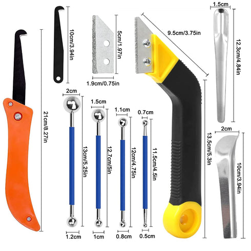 14pcs Grout Removal Tool, Caulking Removal Tools Tile Grout Saw and Grout Hand Saw with 3 Pieces Extra Blades, Tile Joint Cleaning Tool, Caulking ...