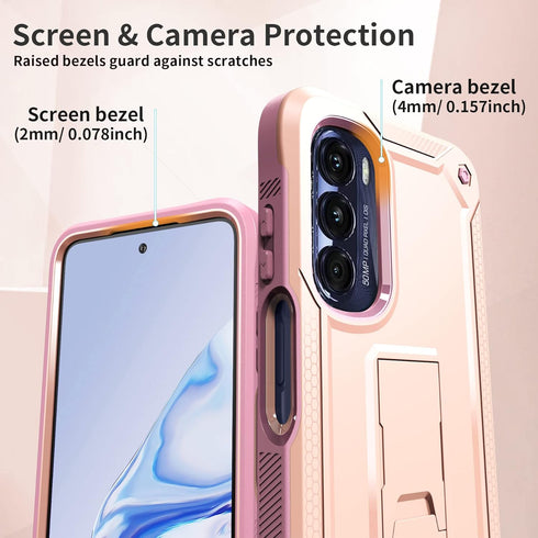 URBANITE for Motorola Moto G Stylus 5G (2022) Case, Military Grade Rugged Shockproof Protective Cover with Screen Protector and Kickstand (Pink)...