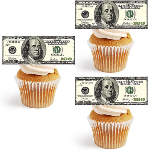 Edible 100 Dollar Bills Wafer Paper Cake Decorating Hundred Bill Edible Money Cake Topper (20 Green)...