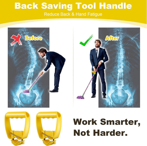 Saillong 2 Pack Back Saving Tool Handle Attachment, Labor Saving Ergonomic Shovel or Rake Handle Attachment, Tool Handle Grip, Work with Garden Sh...