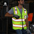 Reflective Vest High Visibility Two Tone with Pockets and Zipper, ANSI Class 2 Compliant, Yellow with Orange Trim XL...