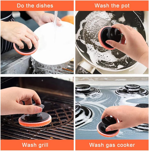 Griddle Cleaning Kit, 7 Scrubber Pads + 1 Handle, Reusable Scouring Pad, Multi-Purpose Scrubber for Pots, Pans, Grills, Ovens, Sinks...