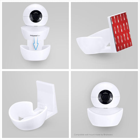 BRAINWAVZ Wall Mount for BabySense V43 Baby Monitor Camera - Adhesive Holder, Easy to Install, No Tools Needed, No Mess, No Drilling, Strong Mount...