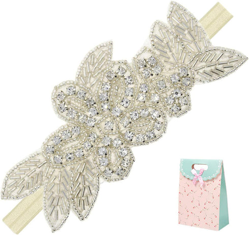 Elesa Miracle Little Baby Girl Rhinestone Flower Headband, Baby Hair Accessories in Gift Bag...
