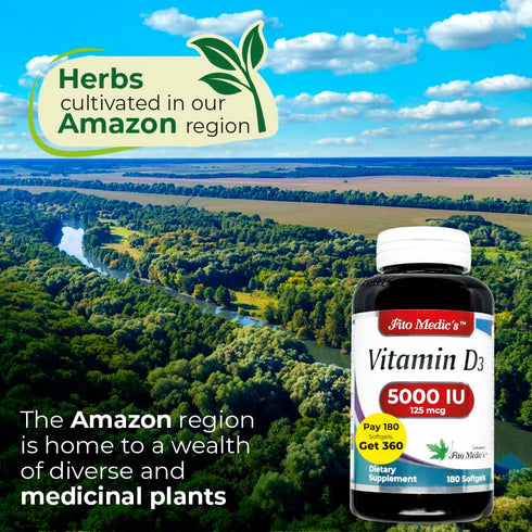 FITO MEDIC'S Lab - Vitamin d - 5000 IU of - vitamin d3-360 Softgels - vitamin d3 5000 iu - for Bone, Teeth, Muscle and Immune Health Support, Ultr...