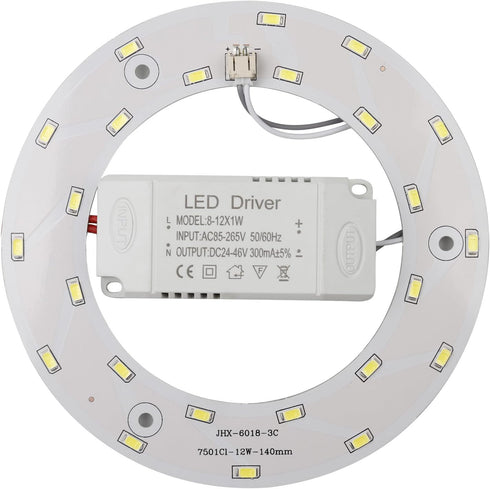 Ledytech 12w 5730 SMD Led Panel Ceiling Light Fixtures Circle Annular Round Replacement Board Bulb 6000K 1-Pack (White 6000-6500k)...