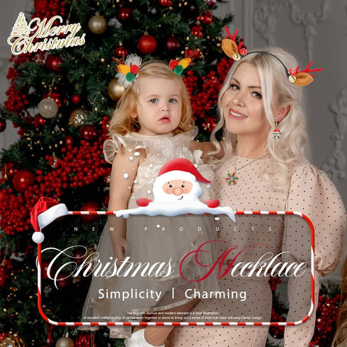 CLOACE 3Pieces Christmas Necklaces Set Red Xmas Snowflake Pendant Necklaces Santa Claus Necklace Christmas Costume Jewelry...
