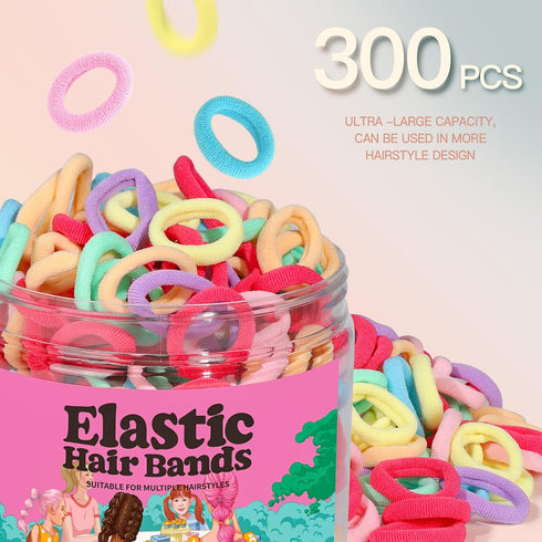 YGDZ Baby Hair Ties, 300pcs Elastic Toddler Hair Ties for Little Girls Kids, Small Mini Hair Bands Soft Ponytail Holders Hair Accessories, Multico...