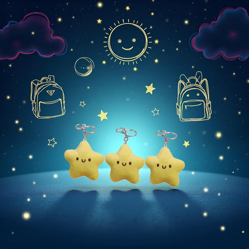 3 Pcs Yellow Plush Star Car Keychain Backpack Accessories Doll Pendant Heart Healing in Addition to Serving as a Keychain, for Backpack, Plush Wom...