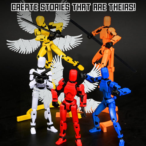 (Assembly Completed) T13 Action Figure Set, Titan 13 Robot Action Figure 3D Printed Robot Multi-Jointed Movable, Dummy 13 Action Figure Articulate...