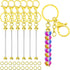 8Pcs Beadable Keychains Bars,DIY Keychains Bars Metal Bead Keychain Removable Beadable Keychain Blanks Keychain Bars with 50pcs Jump Ring for Keyc...