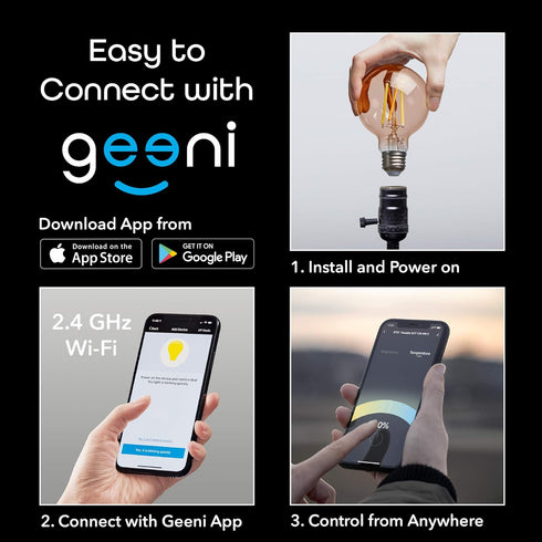 Geeni Smart Light Bulb - Alexa and Google Home Compatible, Amber LED Programmable and Dimmable Wifi Light Bulb, App Controlled (G25-2 Pack)...