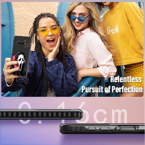 Toycamp for Samsung Galaxy S10 Plus Case, Cute Funny Skull Skeleton Design for Women Girls Boys Teens for Galaxy S10 Plus Cases, Cute Cartoon Blac...