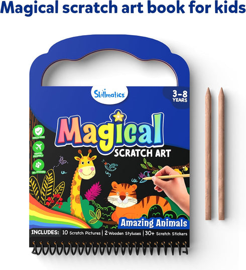 Skillmatics Magical Scratch Art Book for Kids - Animals, Craft Kits & Supplies, DIY Activity & Stickers, Gifts for Toddlers, Girls & Boys Ages 3, ...